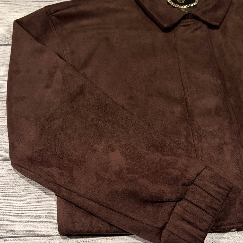 Women’s House of Harlow 1960 Cropped Faux Suede Jacket Size L brown - Picture 4 of 16